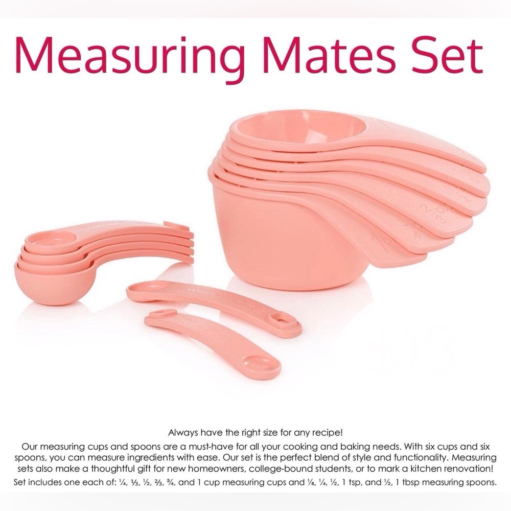 Tupperware Measure Mates 12 Pc. Measuring Set (Soft Pink)